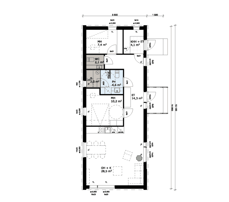 88B, 2 bedrooms + utility room