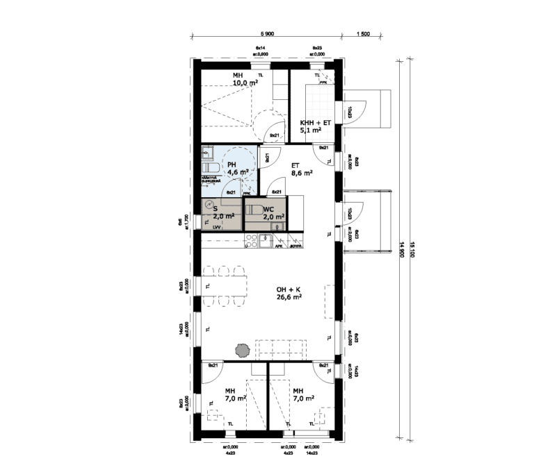 88C, 3 berdooms + utility room