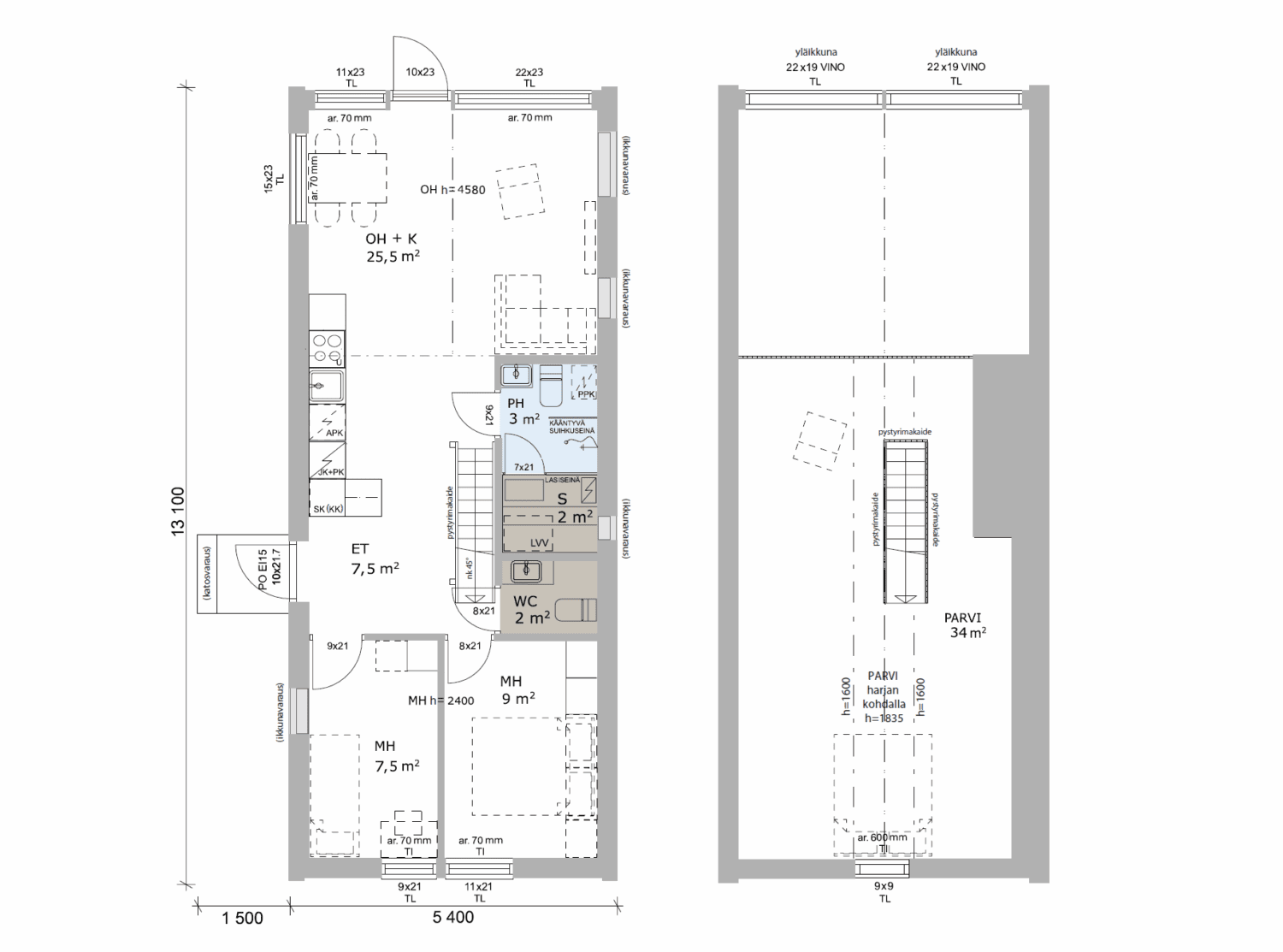 75 loft b pohjakuva